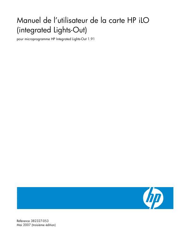 Notice HP INTEGRATED LIGHTSOUT (ILO) STANDARD FIRMWARE autres